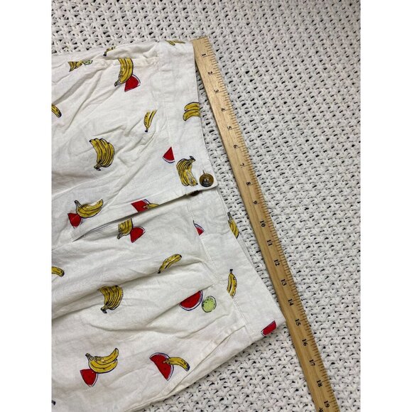 ModCloth Novelty Fruit Print High Rise Linen Shorts Women Size 10 Vacation Beach - Picture 6 of 16